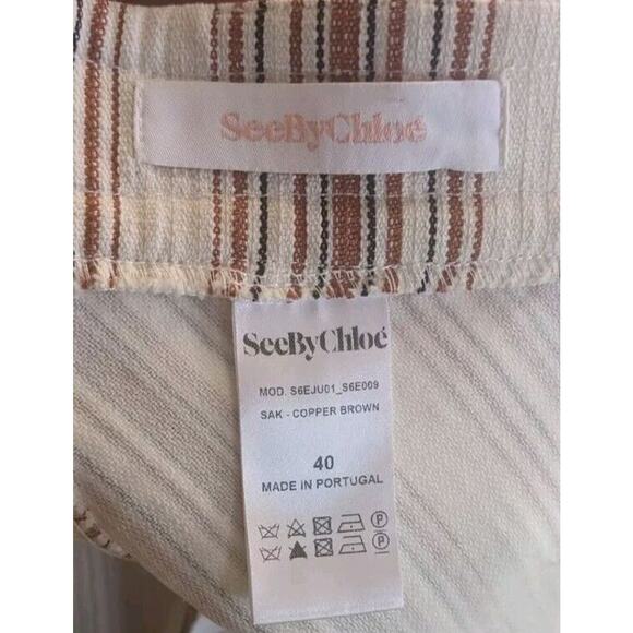 See By Chloe copper Chevron Striped A-line Mini Skirt Size 40/US 8 - Picture 4 of 4
